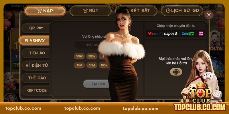 Các hình thức nạp tiền TOPCLUB đa dạng và tiện lợi