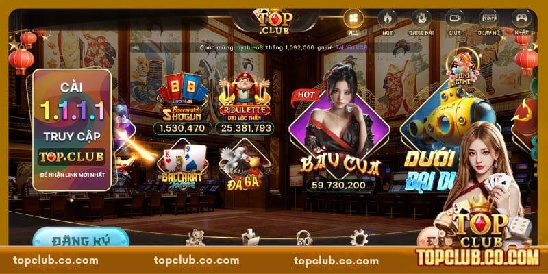 Thư viện game đẳng cấp tại TOPCLUB